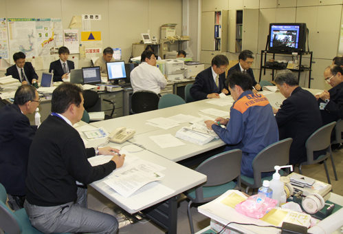 津波注意報を受けて設置された赤穂市災害警戒本部