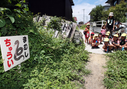 地域の危険スポットを巡回した親子安全教育