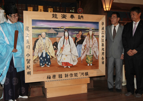 祭神・秦河勝にちなんで大避神社に奉納された絵馬