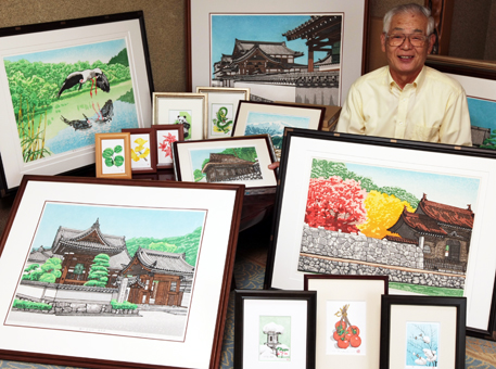 木版画制作10年と喜寿を記念して個展を開く竹田忍さん