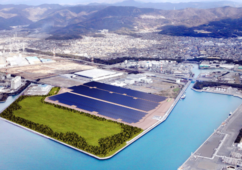 清水建設が起工した大規模太陽光発電施設の完成イメージ図