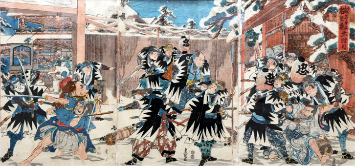 三代歌川豊国作「仮名手本忠臣蔵十一段目」