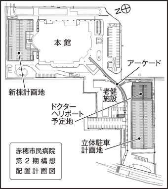 赤穂市民病院第2期構想の配置計画図