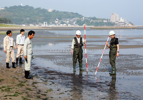 県と市が合同で実施した唐船海岸の現地確認