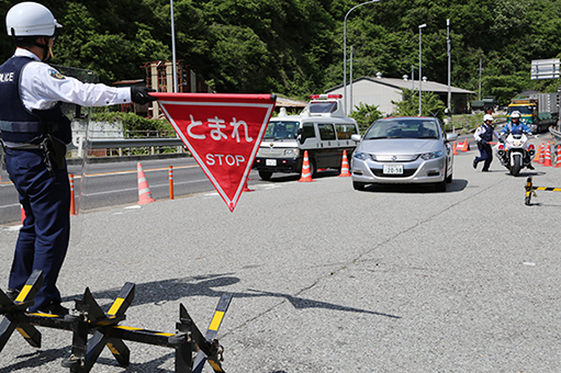 赤穂、備前、相生の3警察署合同で行った広域配備訓練