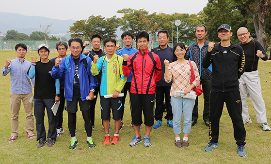 ボランティアランナーとして赤穂シティマラソン大会に参加するみなさん
