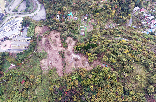 伐採が進められている御崎のメガソーラー建設予定地(11月19日撮影)