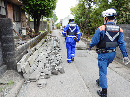 熊本地震の被災地で活動した緊急消防援助隊の一次隊=市消防本部提供