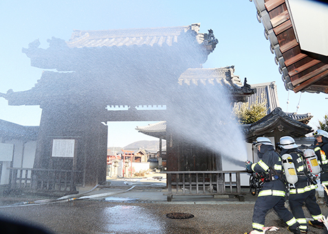 文化財防火デーに行われた消防訓練