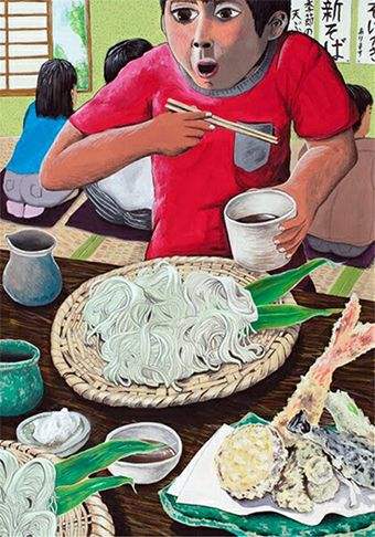 全国公募の絵画展で優秀賞の「美味しかった戸隠のそば」
