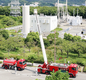 関西電力赤穂発電所で行われた防災訓練
