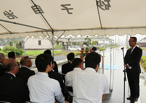 供用開始を前に行われた都市計画道路「野中・浜市線」の安全祈願祭