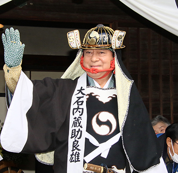 2年連続で義士行列の大石内蔵助役を務めることが決まった高橋英樹さん=昨年の赤穂義士祭