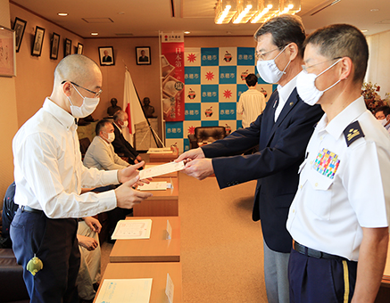 赤穂市役所で行われた自衛官募集相談員委嘱式