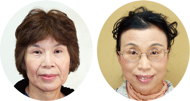 日展入選の清水まみさん(左)と西川長子さん